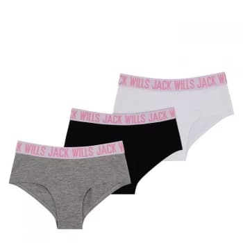 Jack Wills Kids Girls Multipack Briefs Three Pack - White/Grey/Blk
