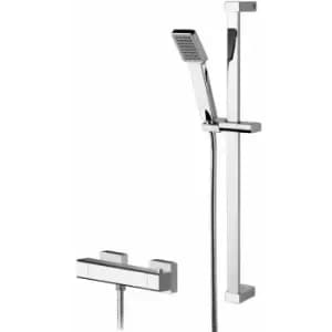 Nuie - Windon Square Thermostatic Bar Shower Valve with Slider Rail Kit - Chrome