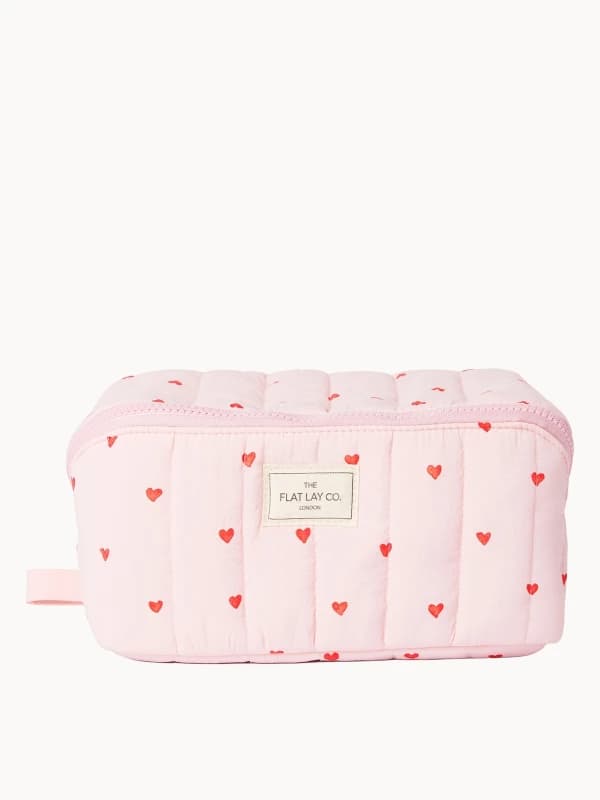 The Flat Lay Co Marshmallow Open Flat Box Bag in Sweet Pink Hearts Multi unisex