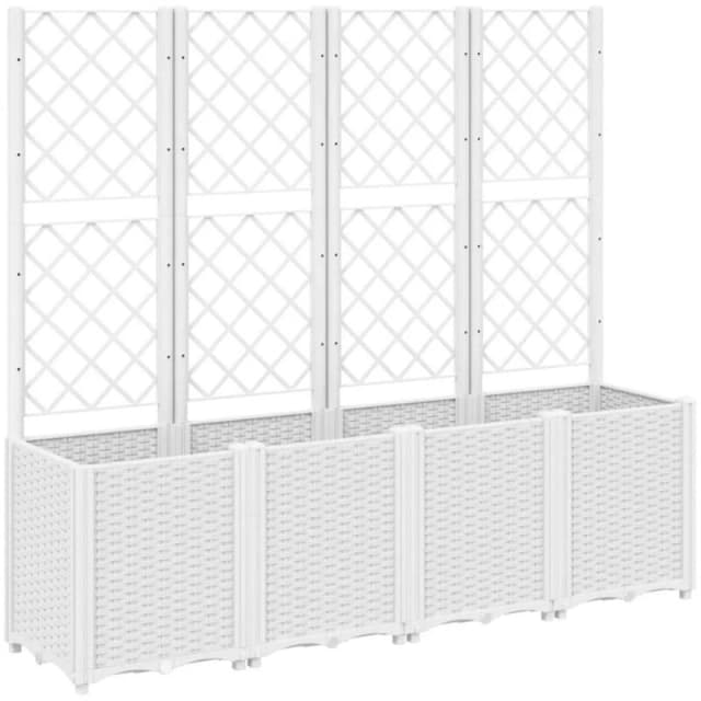VIDAXL Garden Planter with Trellis White 160x40x140cm pp Vidaxl 8721012410817