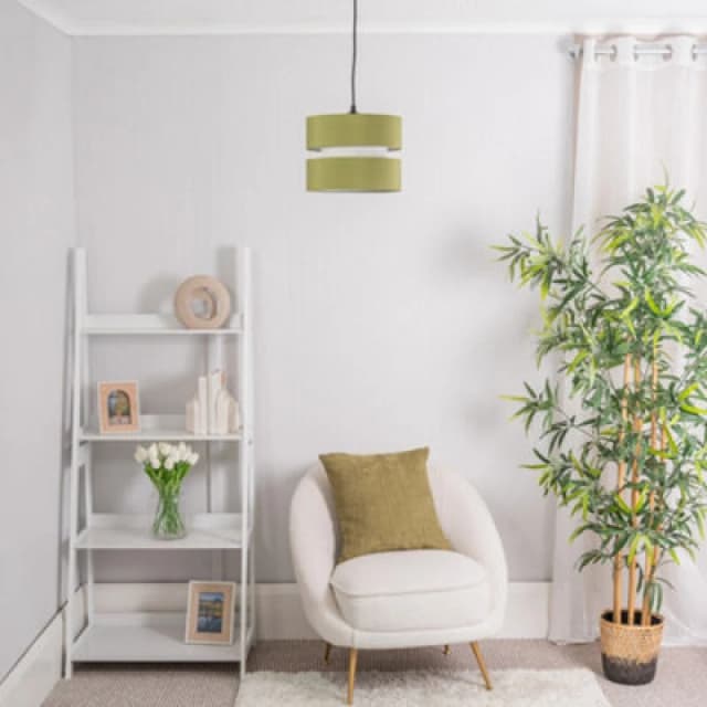 ValueLights Sophia Pair of Easy Fit Small Light Lamp Shades Olive