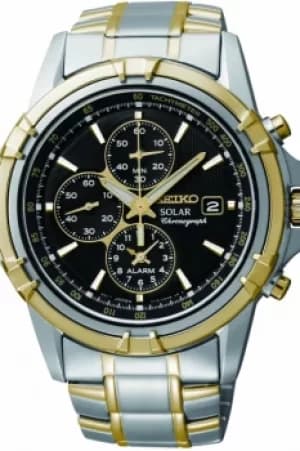 Mens Seiko Alarm Chronograph Solar Powered Watch SSC142P1