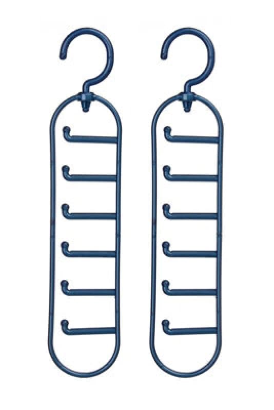 Premier Housewares Plastic Hangers Set Of Two Plastic Tie Organiser Indigo