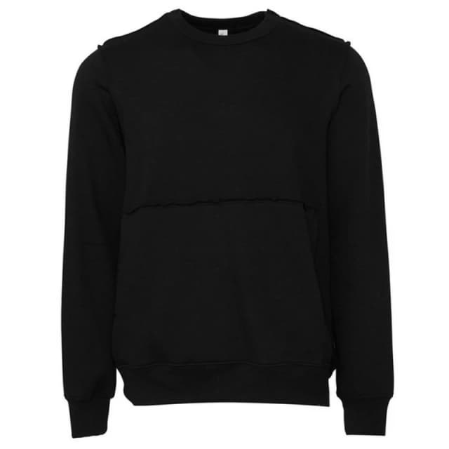 Bella + Canvas Mens Raw Seam Pullover in Black Size: XS Black Male XS