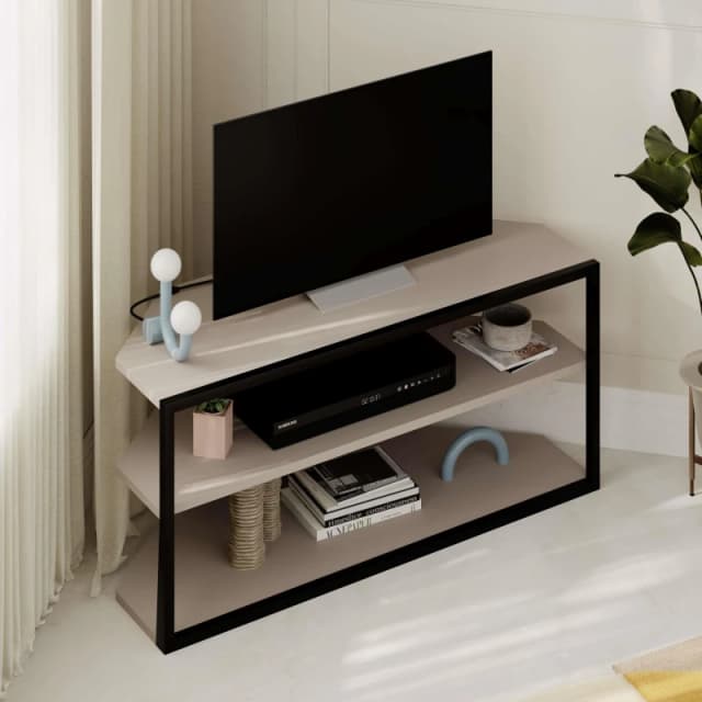 Decortie Echo' Modern TV Unit with Metal Frame 98cm in Grey Size: 1 Pack Grey Unisex 1 Pack