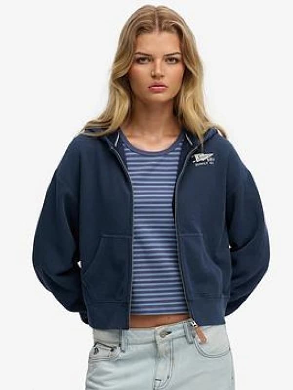Superdry Womens hooded sweatshirt Superdry Heritage Hamptons Bleu Female L