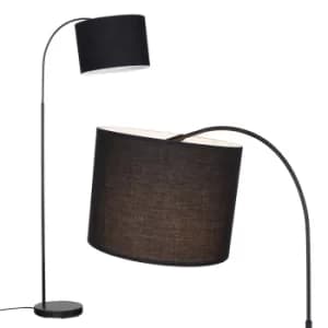 Curva Floor Lamp in Black with Large Black Shade