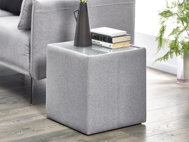 Julian Bowen Rohe Platinum Fabric Lamp Table