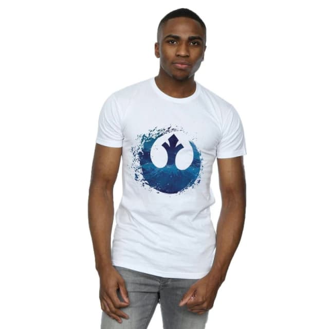 Disney Men Star Wars The Rise Of Skywalker Resistance Symbol Wave T-Shirt in White Size: Small White S Male 5059400286991