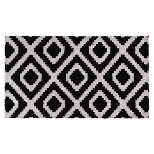 Jvl Eco-Friendly Latex Backed Coir Entrance Doormat, 40X70Cm - Monochrome Diamond