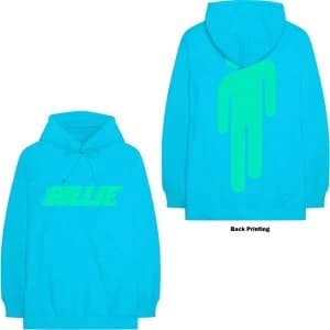 Billie Eilish - Logo & Blohsh Unisex Large Hoodie - Blue