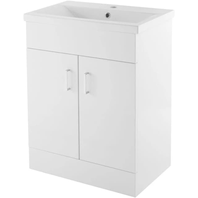 NUIE Nuie - Eden Floor Standing 2-Door Vanity Unit with Basin-1 600mm Wide - Gloss White vtmw600e