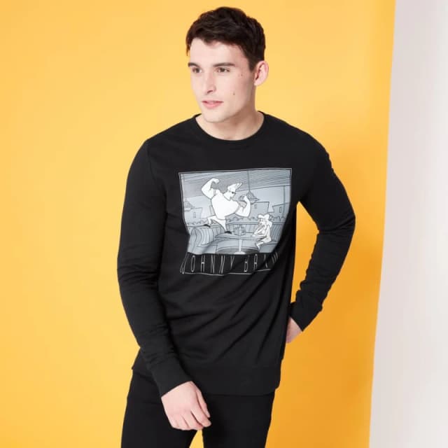 Cartoon Network Spin-Off Johnny Bravo Classic Scene Sweatshirt - Black - M