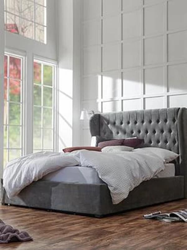 GFW Dakota King Ottoman Grace Pewter Bed & Pocket Mattress, Grey DKT46PWSP