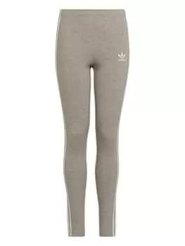 adidas Originals Junior Girls Adicolor 3 Stripe Legging, Grey, Size 7-8 Years, Women