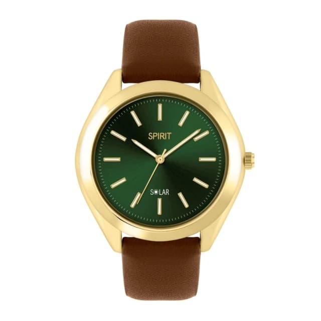 Spirit Spirit Gent's Solar Brown Strap Green Dial Watch Brown One Size