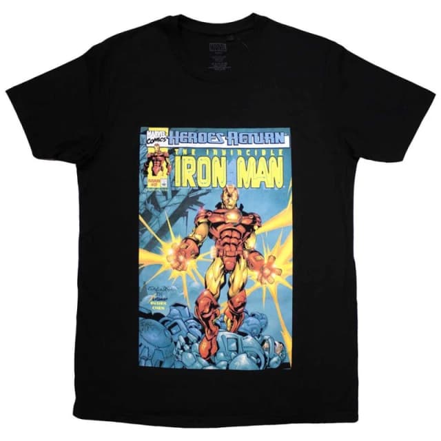 Marvel Invincible Iron Man Comic Cover T Shirt Black unisex
