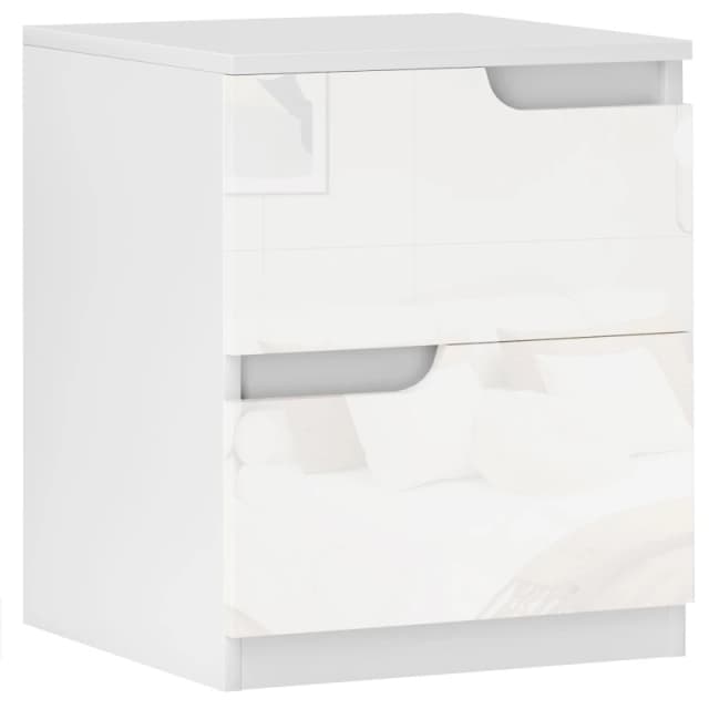 HOMCOM Modern Bedside Table with 2 Drawers for Bedroom - Living Room - White TJ Hughes 5063603671577