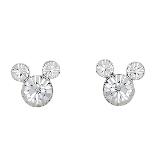 Disney Mickey Mouse Silver Plated Crystal Stud Earrings