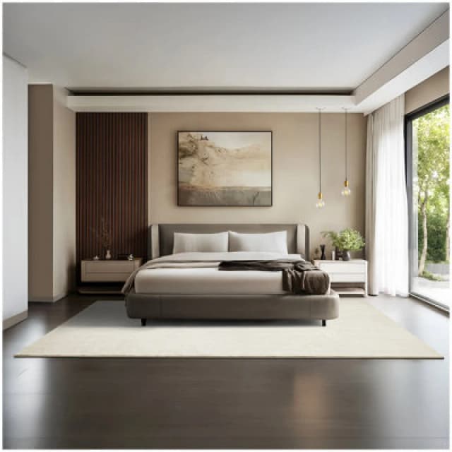 Tectake Rug Zonelle - Short Pile And Ultra-Soft, Rectangular Or Round 200 X 290 Cm - Cream