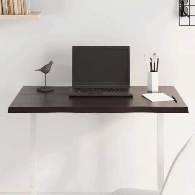 Vidaxl Table Top Dark Grey 80X40X2cm Treated Solid Wood Oak Live Edge, Brown 364004