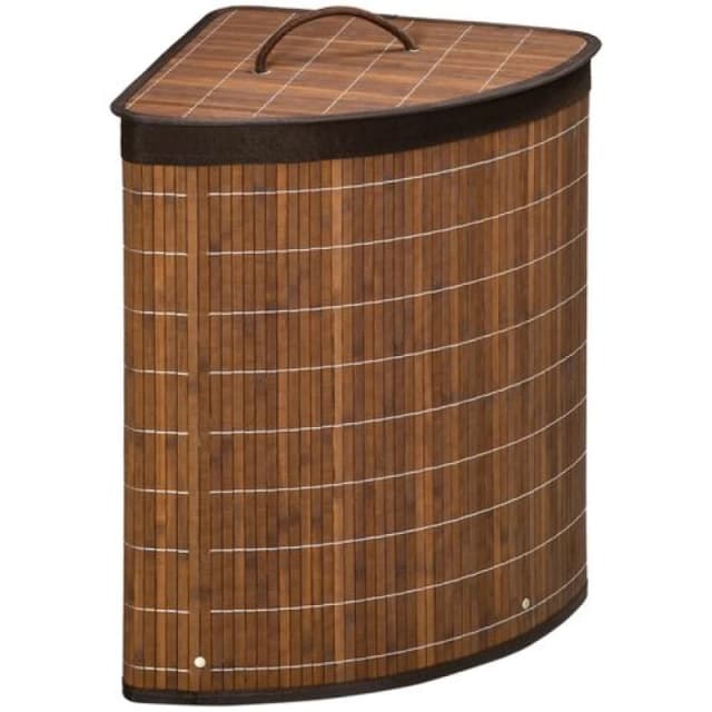HOMCOM 55L Bamboo Corner Laundry Hamper Bamboo Laundry Basket Brown Brown