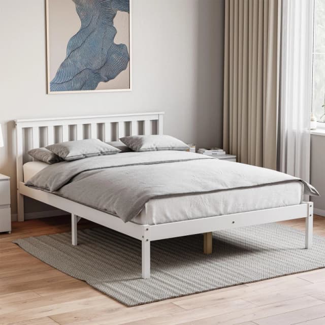 Lassic Vida Designs Milan Double Wooden Bed, Low Foot White unisex Double
