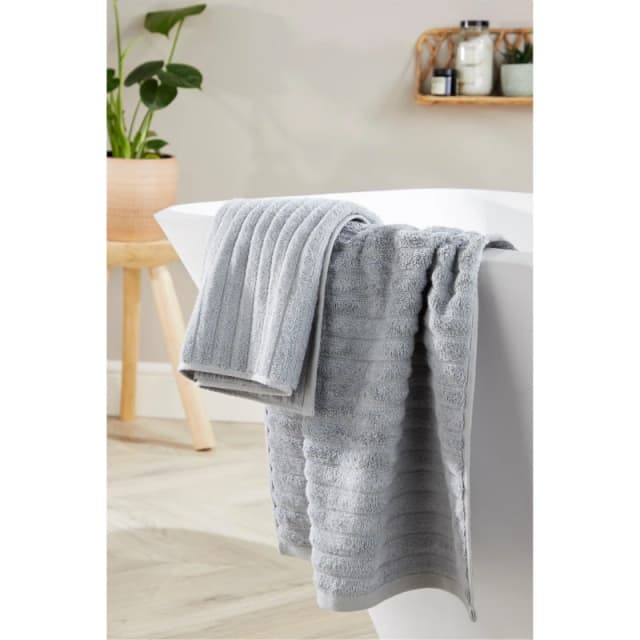 Homelife Super Soft Ribbed Bath Towels - Grey Grey Bath Towel