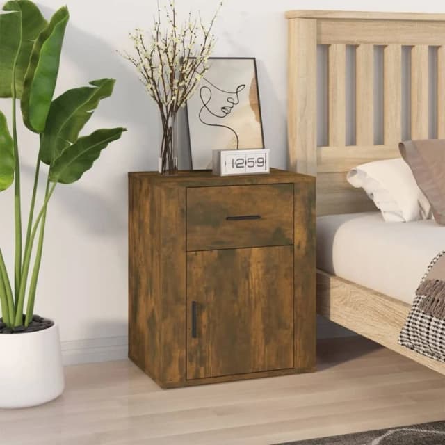 Vidaxl Bedside Cabinet Smoked Oak 50X36X60 Cm Engineered Wood, Brown 816725