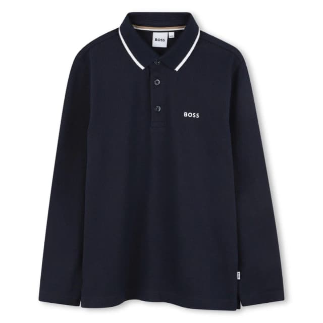 Boss Kids Long Sleeve Polo Shirt Navy Blue male 12Y