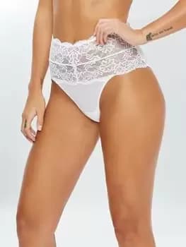 Ann Summers Knickers Sexy Lace Planet High Waisted Brief, White, Size 10, Women