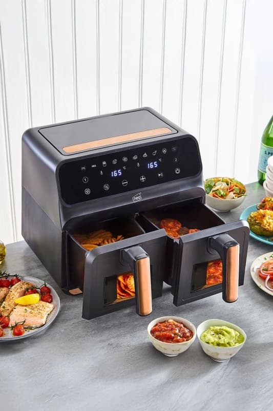 Neo Black & Copper 8.5L Electric Digital Dual Zone Air Fryer with Window Copper Unisex