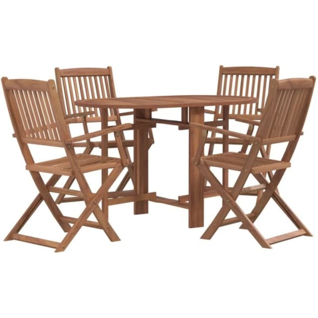 vidaXL Outdoor Dining Set 5 Piece Garden Patio Table Chair Solid Acacia Wood