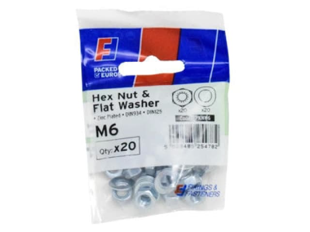Forgefix Fpknw6 Nut & Washer M6 Forgepack 20 Forfpknw6