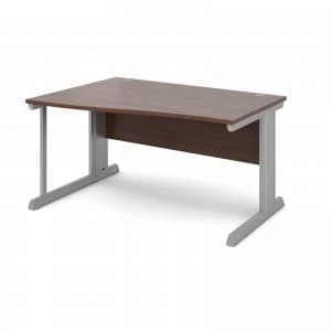 Vivo Left Hand Wave Desk 1400mm - Silver Frame Walnut Top