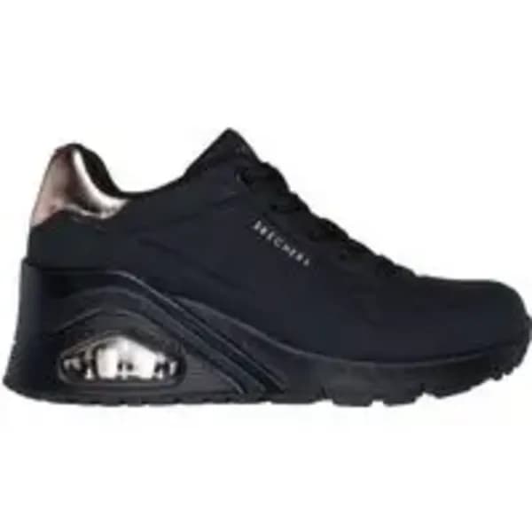 Skechers Duraleather Metallic Trimmed Lace U Runners Womens Runners 4 (37) Black 27380803240