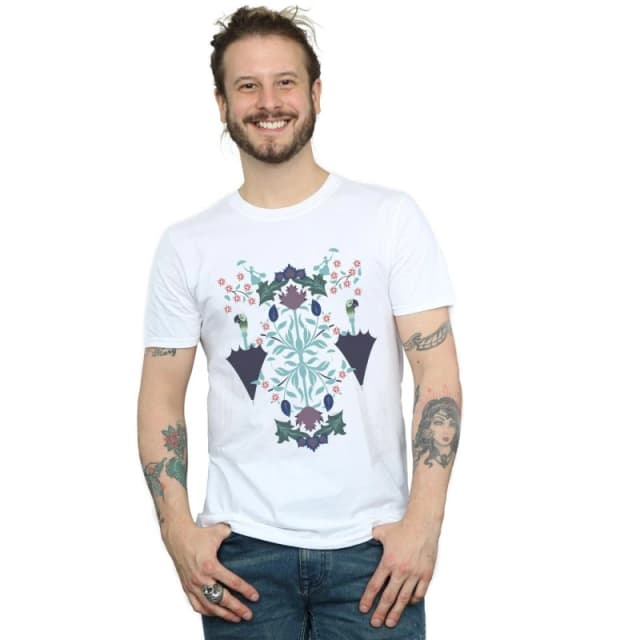Disney Men Mary Poppins Floral Collage T-Shirt in White Size: Small White S Male 5057864439458