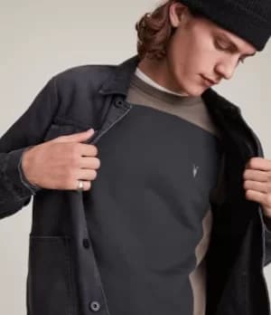 AllSaints Mens Lobke Crew Sweatshirt, Peppered Brown, Size: L