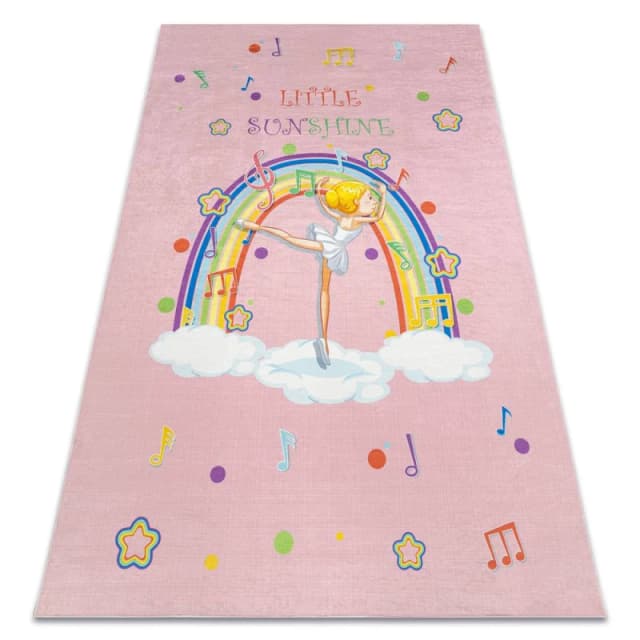RugsX Bambino 41870 Washing Carpet Ballerina, Rainbow For Children Anti Slip - Pink 140X200 Cm