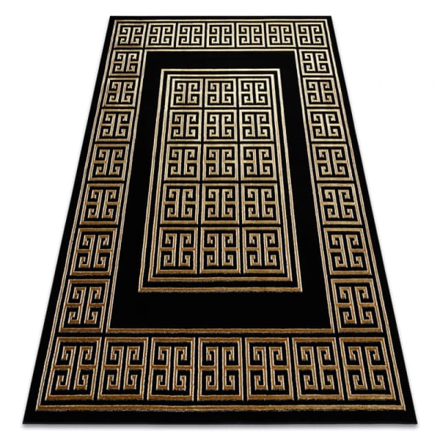 RugsX Carpet Allure 1968 Greek Key, Frame - Structural, Stylish, Glamour Black / Gold 80X150 Cm