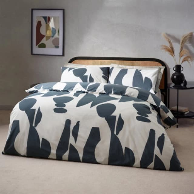 HOEM Hoem Meta Abstract Geometric Cotton Rich Duvet Cover Set, Super King, Blue
