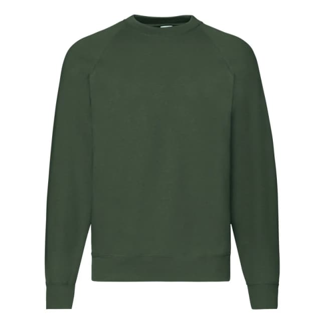 Fruit Of The Loom Fruit of the Loom Men Classic 80 20 Raglan Sweatshirt in Bottle Green Size: Small Bottle Green S Male 5063470708611