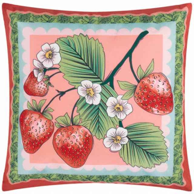 Furn. Anemone Strawberries Printed Filled Outdoor Cushion Multicolour 45 X 45Cm, Multi 5.03E+12