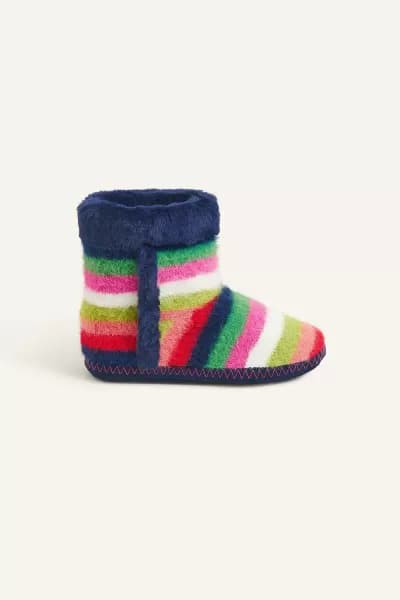 Faux Fur Stripe Slipper Boots