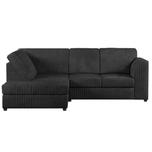 Furnishings For Less UK Luxor Black Jumbo Cord 4 Seater Corner Sofa Left Hand Facing - Full Back