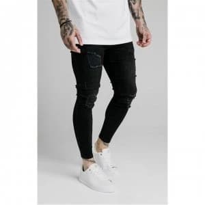SikSilk Distressed Skinny Denim - Washed Black