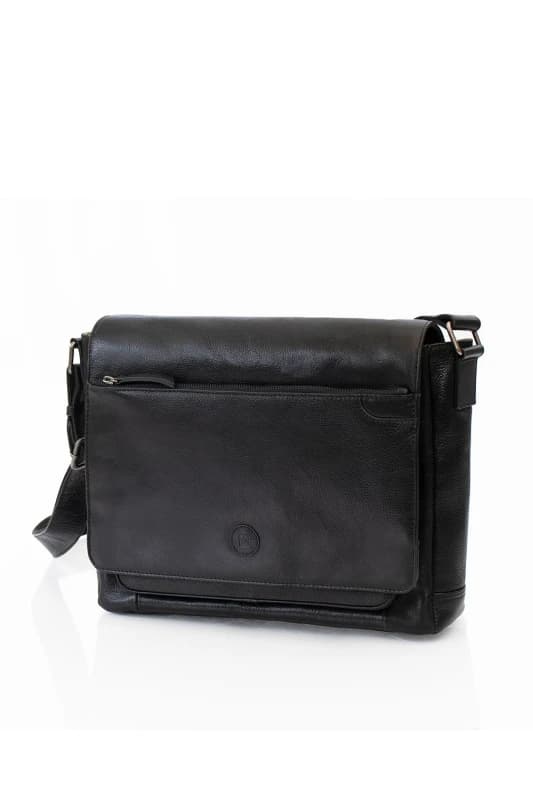 PRIMEHIDE 'Orion' Leather Mens Messenger Bag Black