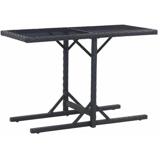 VIDAXL Garden Table Black 110x53x72cm Glass and Poly Rattan Vidaxl 8719883755380