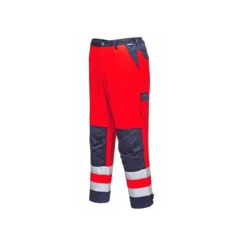 Portwest - Lyon Texo Hi-Vis Trousers - Red/Navy - Medium - TX51RNRM