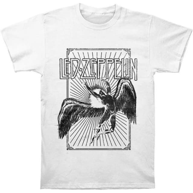 Led Zeppelin Mens Icarus Burst T-Shirt in White Size: Large White Male L